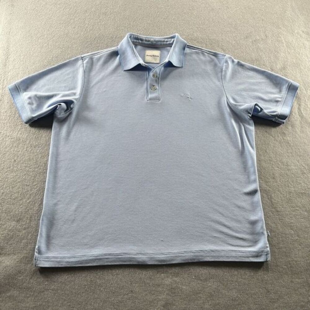 Tommy Bahama Polo Shirt Mens Size L Blue Pique Modal‎ Performance Stretch Golf